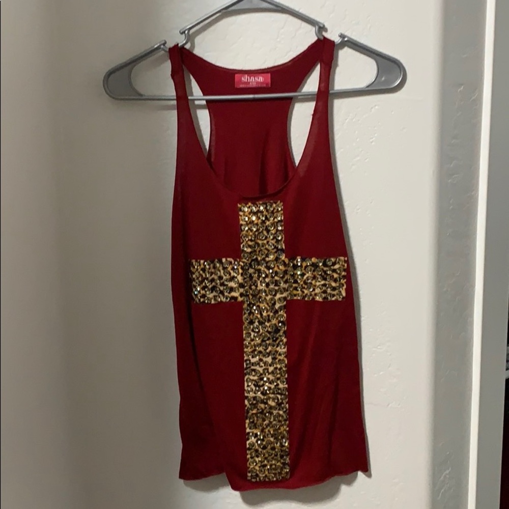 Cheetah cross tank top
